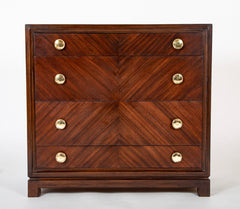Pair of Mahogany & Brass Chests by Tommi Parzinger for Charak Modern
