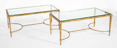 Pair of Gilt Iron & Glass Top Coffee Tables in the Style of Maison Jansen