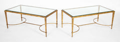 Pair of Gilt Iron & Glass Top Coffee Tables in the Style of Maison Jansen