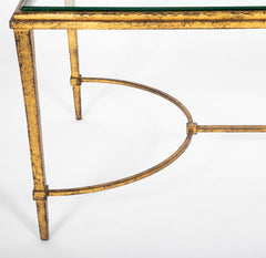 Pair of Gilt Iron & Glass Top Coffee Tables in the Style of Maison Jansen