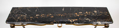 French Patinated Iron Marble Top Console Table In The Manner of Poillerat.