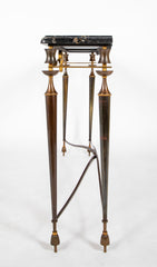 French Patinated Iron Marble Top Console Table In The Manner of Poillerat.