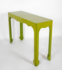 Green Faux Crocodile Console in the Style of Jean Michel Frank
