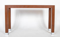 Karl Springer Chrome Footed Embossed Leather Console Table