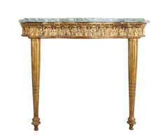 Pair of Giltwood Italian Marble Top Console Tables