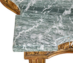 Pair of Giltwood Italian Marble Top Console Tables