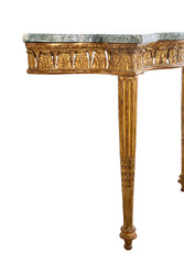 Pair of Giltwood Italian Marble Top Console Tables