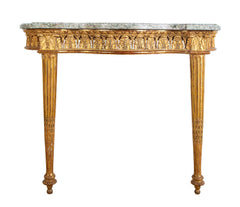 Pair of Giltwood Italian Marble Top Console Tables