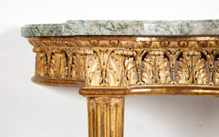 Pair of Giltwood Italian Marble Top Console Tables
