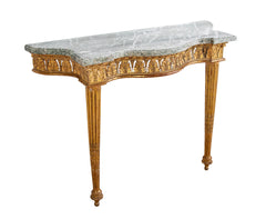 Pair of Giltwood Italian Marble Top Console Tables