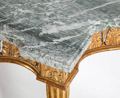 Pair of Giltwood Italian Marble Top Console Tables