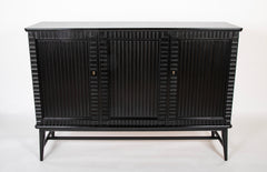 Swedish Black Lacquer Three Door Cabinet Attributed to Oscar Nilsson