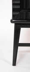 Swedish Black Lacquer Three Door Cabinet Attributed to Oscar Nilsson