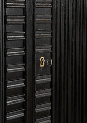 Swedish Black Lacquer Three Door Cabinet Attributed to Oscar Nilsson