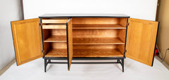 Swedish Black Lacquer Three Door Cabinet Attributed to Oscar Nilsson