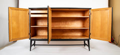 Swedish Black Lacquer Three Door Cabinet Attributed to Oscar Nilsson