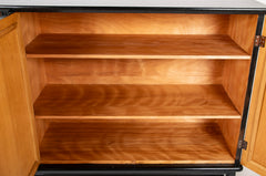Swedish Black Lacquer Three Door Cabinet Attributed to Oscar Nilsson