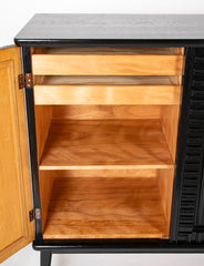 Swedish Black Lacquer Three Door Cabinet Attributed to Oscar Nilsson