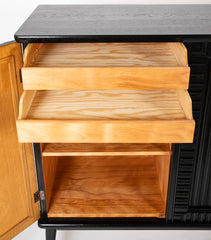 Swedish Black Lacquer Three Door Cabinet Attributed to Oscar Nilsson