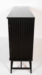 Swedish Black Lacquer Three Door Cabinet Attributed to Oscar Nilsson
