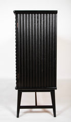 Swedish Black Lacquer Three Door Cabinet Attributed to Oscar Nilsson