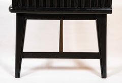 Swedish Black Lacquer Three Door Cabinet Attributed to Oscar Nilsson