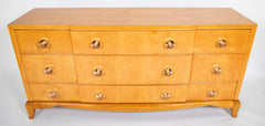 A French Sycamore Veneered Chest of Drawers Attributed to Andre Arbus