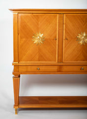 Jean Pascaud Blond Mahogany Credenza with Ormolu Sun Masks by Vadim Androusou