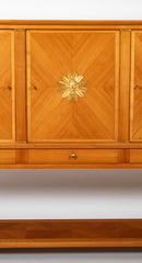 Jean Pascaud Blond Mahogany Credenza with Ormolu Sun Masks by Vadim Androusou