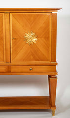 Jean Pascaud Blond Mahogany Credenza with Ormolu Sun Masks by Vadim Androusou