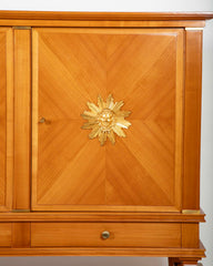 Jean Pascaud Blond Mahogany Credenza with Ormolu Sun Masks by Vadim Androusou