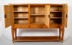 Jean Pascaud Blond Mahogany Credenza with Ormolu Sun Masks by Vadim Androusou