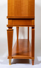 Jean Pascaud Blond Mahogany Credenza with Ormolu Sun Masks by Vadim Androusou