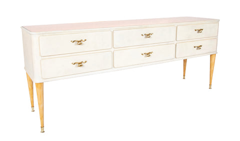 A Paolo Buffa Blond Credenza with Rose Mirror Top
