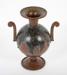 Two Double Handled Swedish Patinated Bronze & Copper Vases