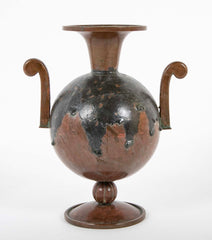 Two Double Handled Swedish Patinated Bronze & Copper Vases