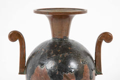 Two Double Handled Swedish Patinated Bronze & Copper Vases