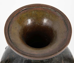 Two Double Handled Swedish Patinated Bronze & Copper Vases