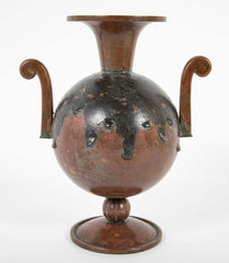 Two Double Handled Swedish Patinated Bronze & Copper Vases