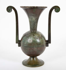 Two Double Handled Swedish Patinated Bronze & Copper Vases