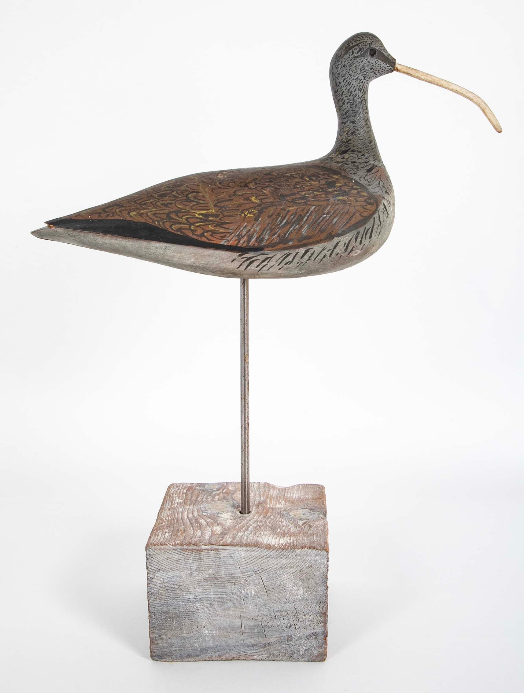 Early 20th Century Curlew Decoy by Chief Eugene Cuffee, Shinnecock Reservation, NY