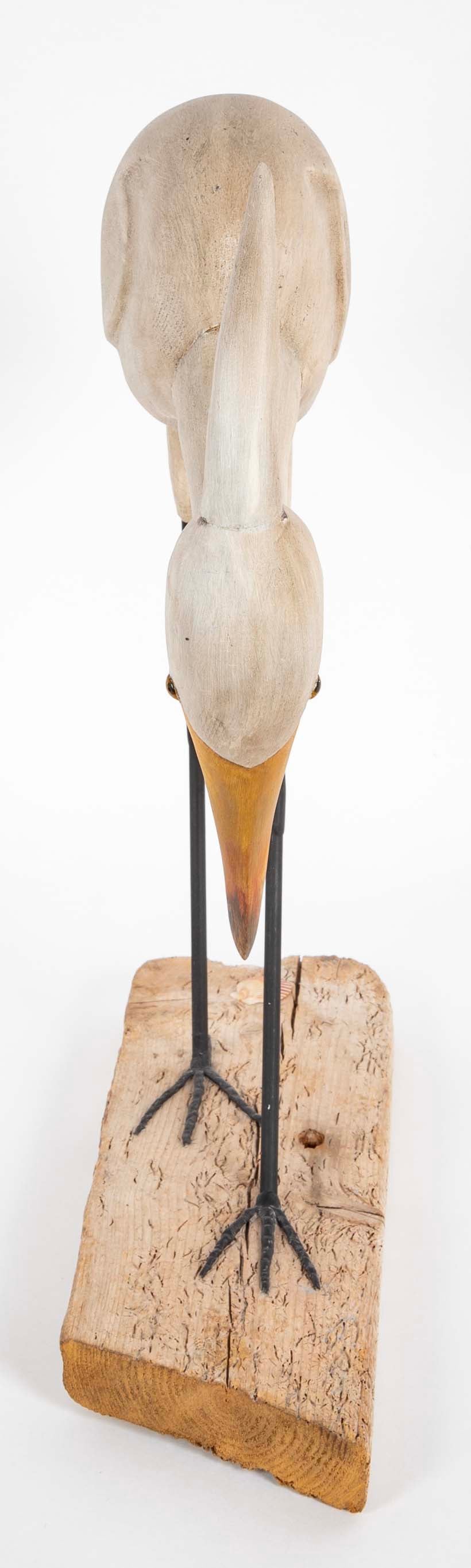Life Size Hand Carved Snowy Egret by Bob Mosher of Hingham Decoys