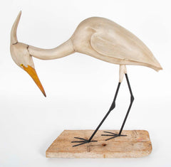Life Size Hand Carved Snowy Egret by Bob Mosher of Hingham Decoys