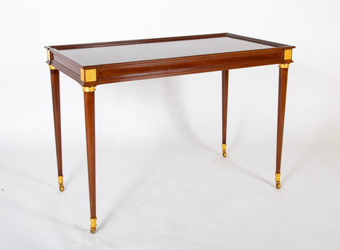 Mid Century Mahogany Table with Bronze Mounting in the Manner of Jansen