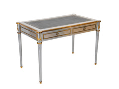John Vesey Two Drawer Stainless Steel, Brass and Leather Desk