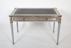 John Vesey Two Drawer Stainless Steel, Brass and Leather Desk