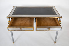 John Vesey Two Drawer Stainless Steel, Brass and Leather Desk