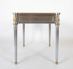 John Vesey Two Drawer Stainless Steel, Brass and Leather Desk