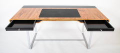 Olive Wood & Black Lacquer Desk Designed by Aymeric Lefort