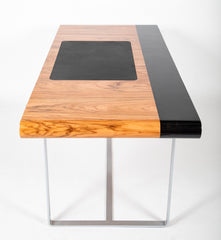 Olive Wood & Black Lacquer Desk Designed by Aymeric Lefort